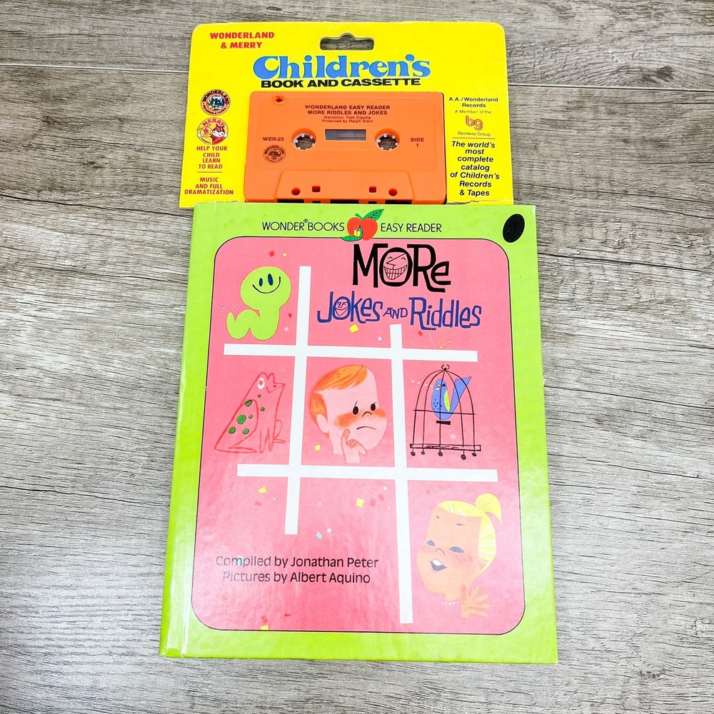 Vintage 1981 Wonder Books More Jokes and Riddles Book and Cassette Tape Set